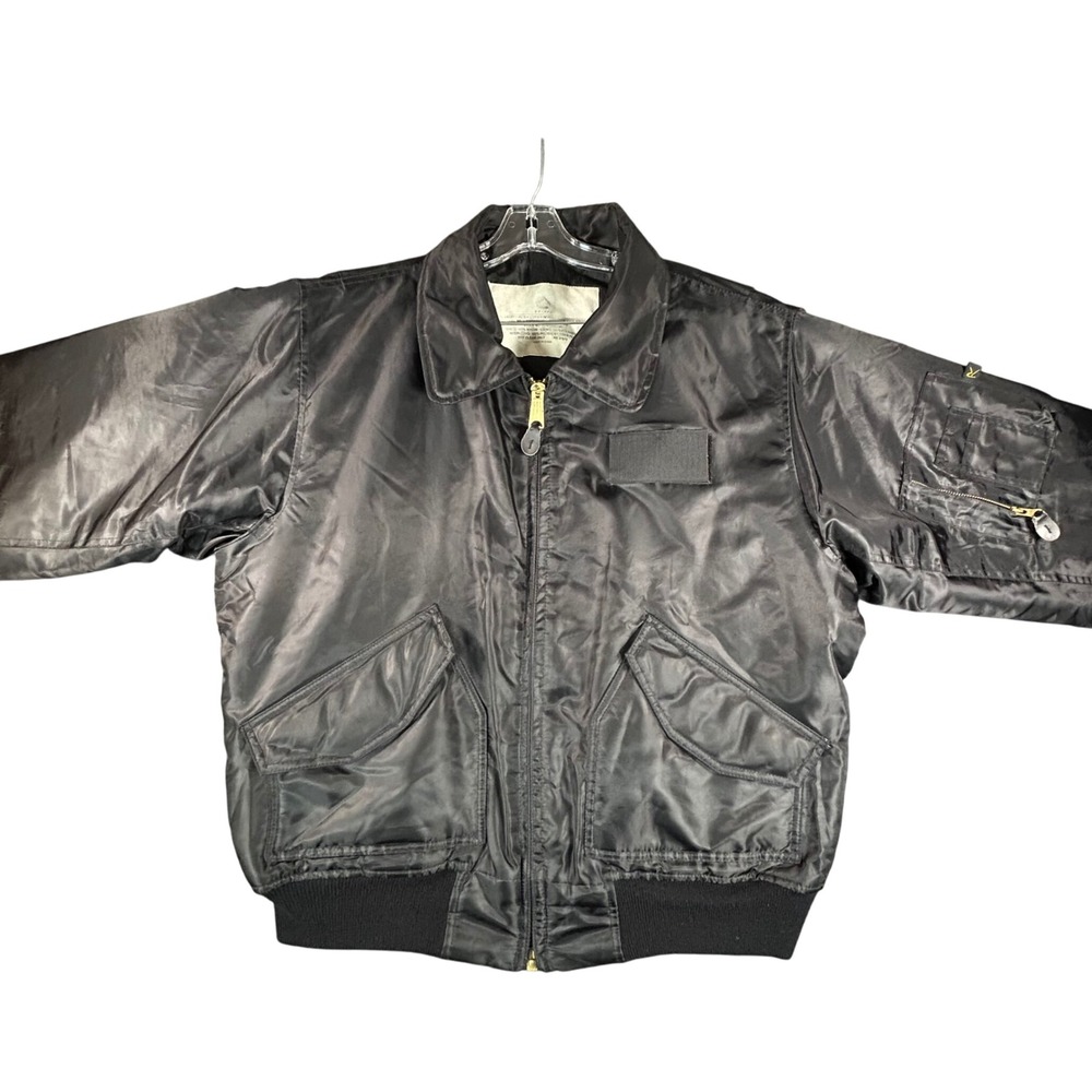 Mens CWU-45/P Intermediate Flyer Military Jacket Bomber‎ Black Size Large USAF